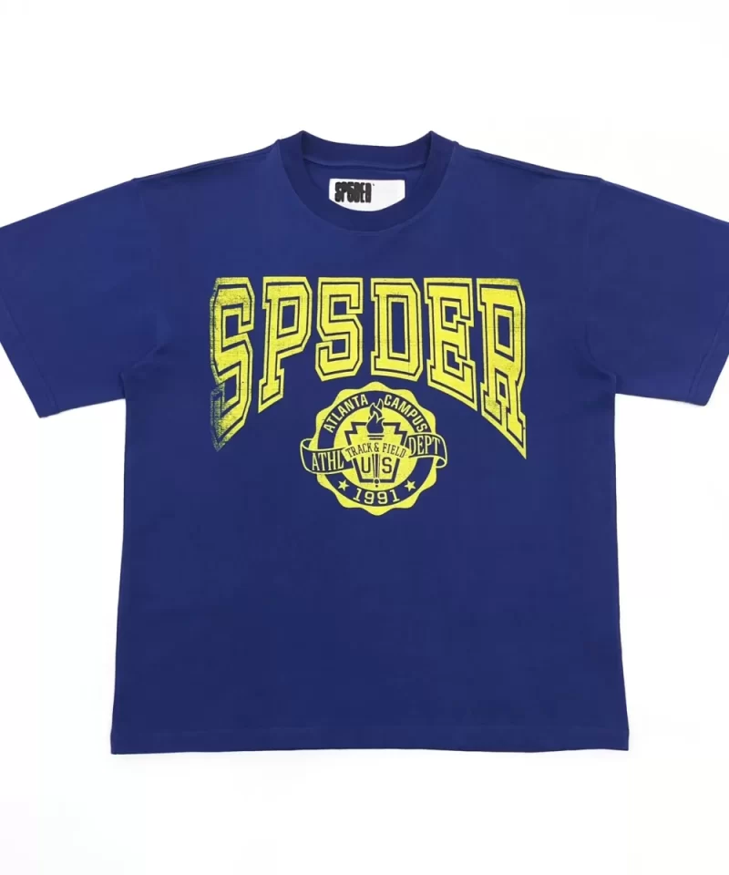 Sp5der Yellow Crest Navy Tee Streetwear Running Shoes