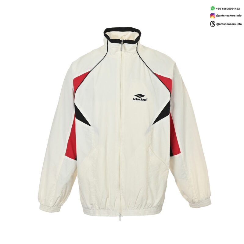 Balenciaga 24FW White and Red Spliced Track Jacket | Luxury Designer Sportswear