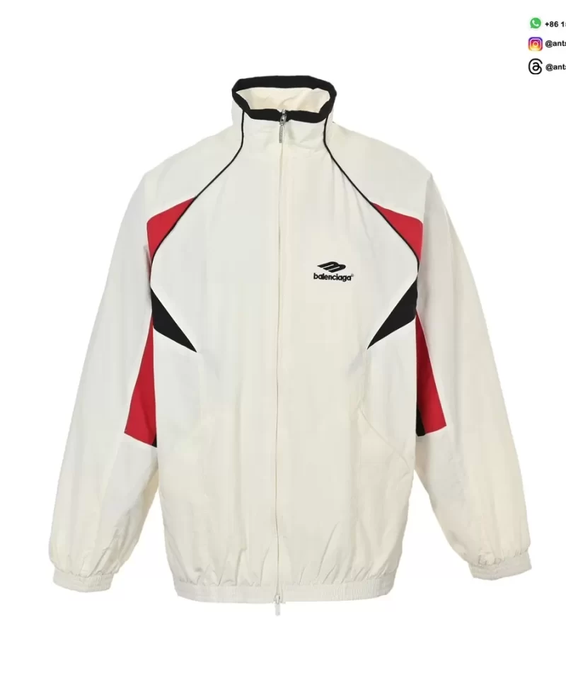 Balenciaga 24FW White and Red Spliced Track Jacket | Luxury Designer Sportswear