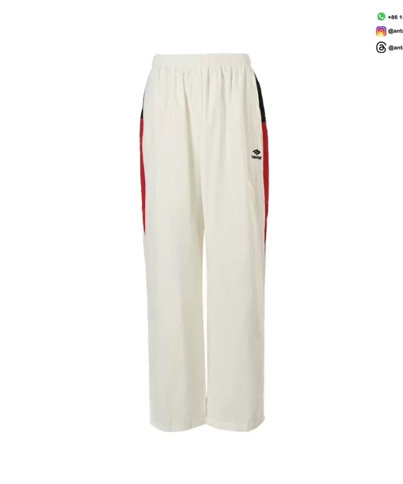 Balenciaga 24FW White and Red Spliced Track Pants | Luxury Designer Sportswear