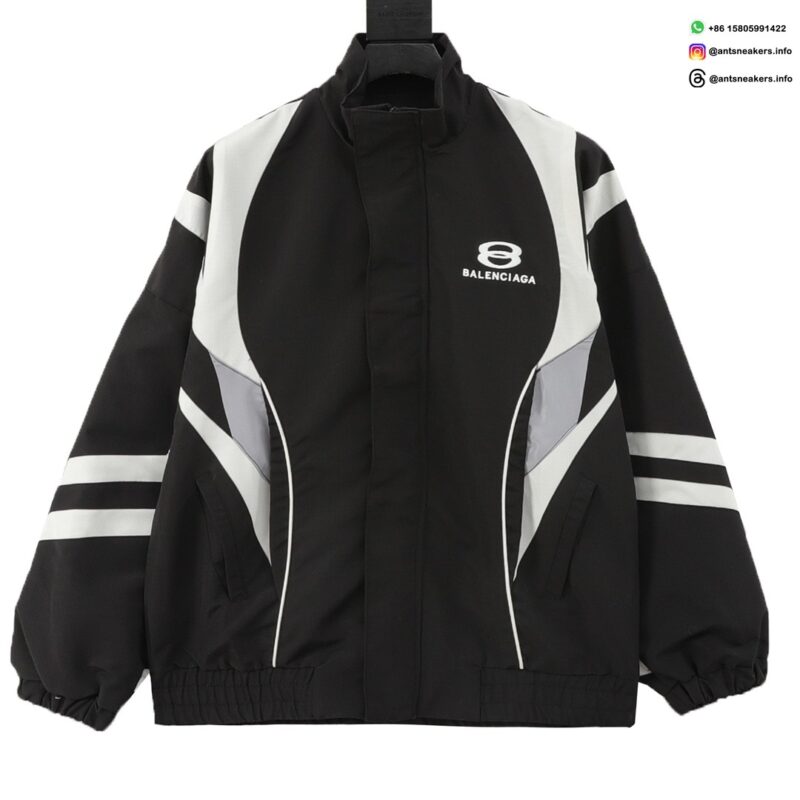 Balenciaga 24SS Runway Spliced Sport Windbreaker Jacket | Black & White Luxury Streetwear