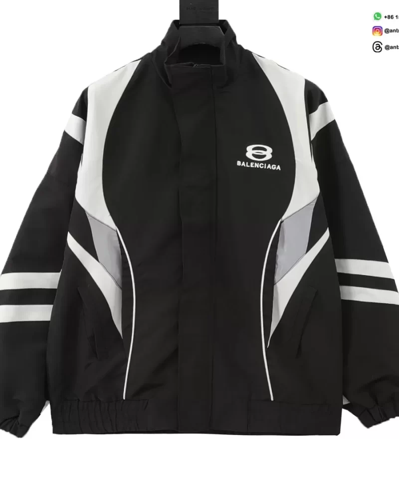 Balenciaga 24SS Runway Spliced Sport Windbreaker Jacket | Black & White Luxury Streetwear