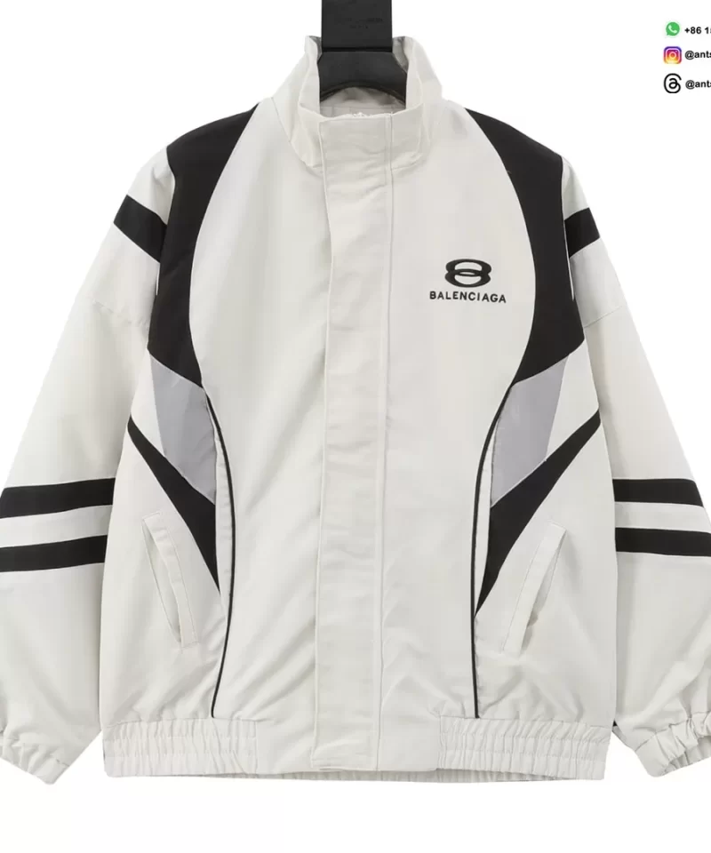 Balenciaga 24SS Runway Spliced Sport Windbreaker Jacket | White & Black Luxury Streetwear