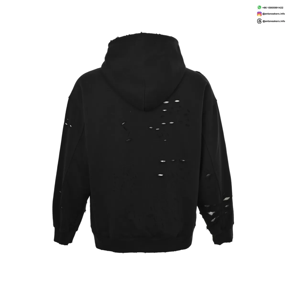 Balenciaga 25FW Distressed Double-Layer Logo Hoodie | Ripped Streetwear Pullover