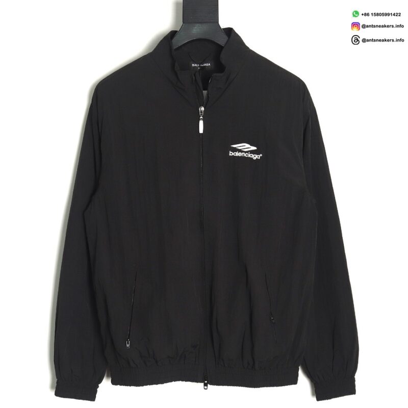 Balenciaga BLCG 24SS 3B Embroidered Black Track Jacket | Luxury Sportswear Collection