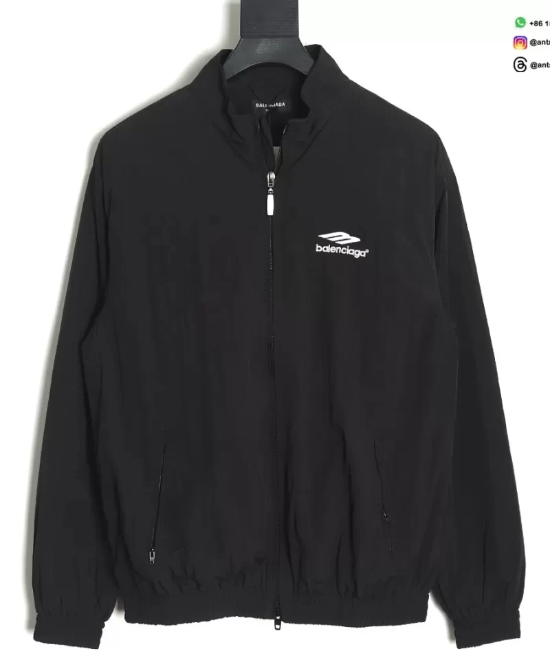Balenciaga BLCG 24SS 3B Embroidered Black Track Jacket | Luxury Sportswear Collection
