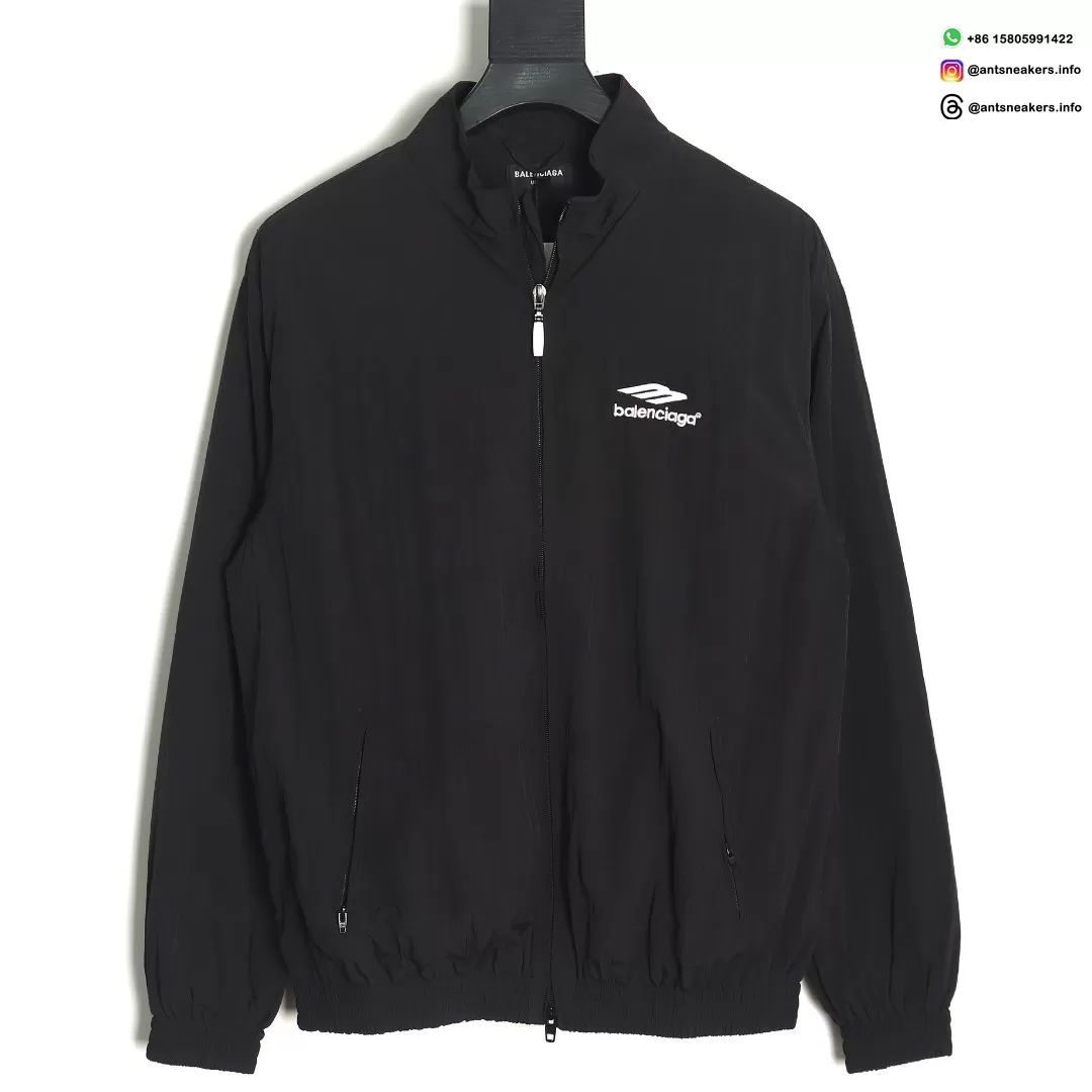 Balenciaga BLCG 24SS 3B Embroidered Black Track Jacket | Luxury Sportswear Collection