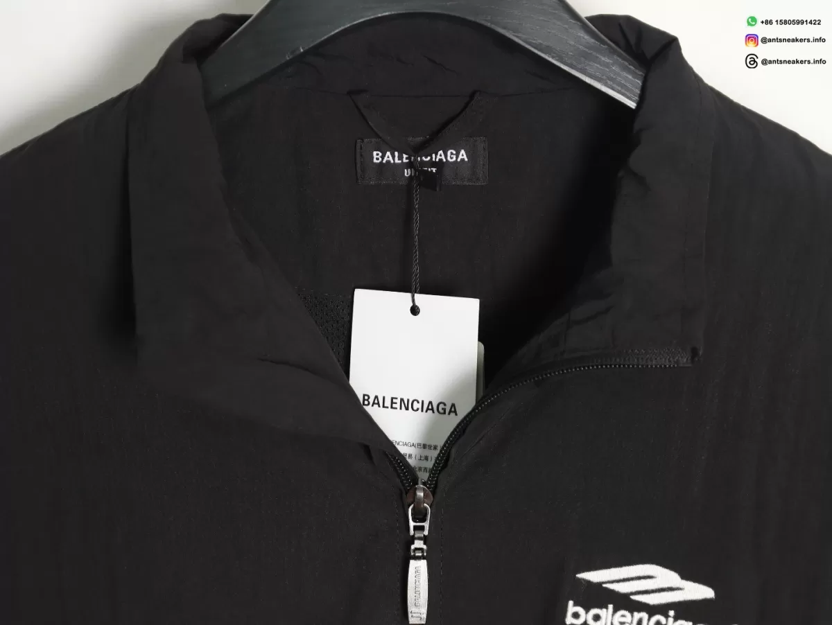 Balenciaga BLCG 24SS 3B Embroidered Black Track Jacket | Luxury Sportswear Collection