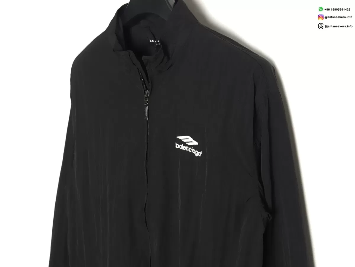 Balenciaga BLCG 24SS 3B Embroidered Black Track Jacket | Luxury Sportswear Collection