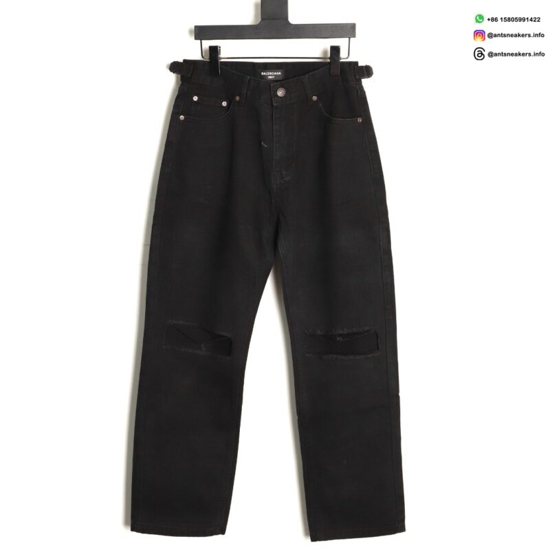 Balenciaga BLCG 24SS Distressed Ripped Black Denim Jeans | Luxury Streetwear