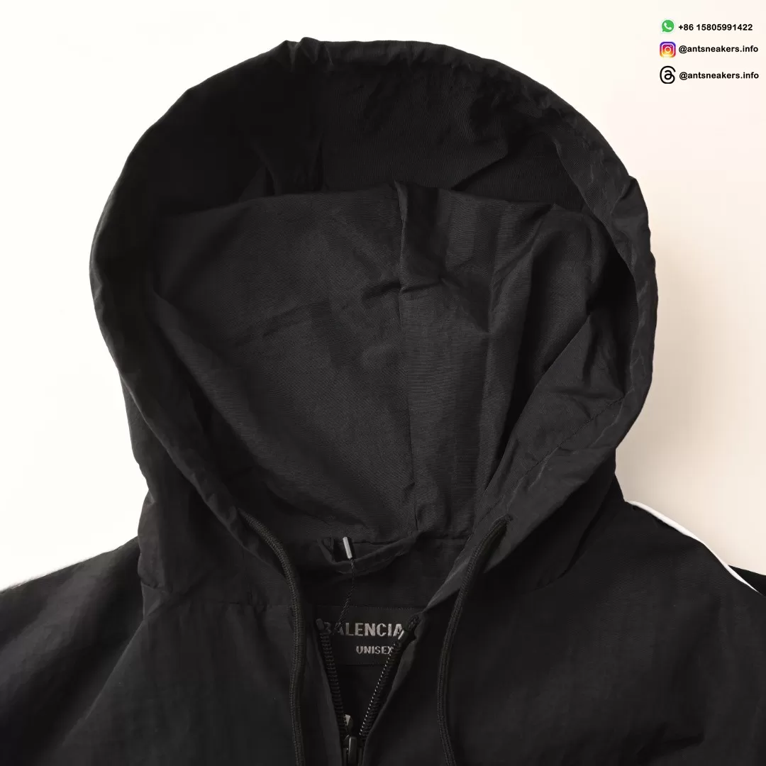 Balenciaga Circular Embroidered White Stripe Hooded Track Jacket | Luxury Designer Streetwear