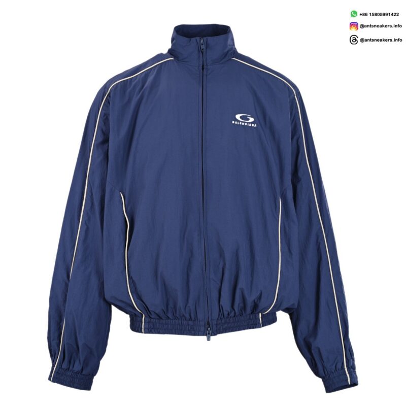 Balenciaga Circular Logo Navy Track Jacket | Designer Athletic Outerwear