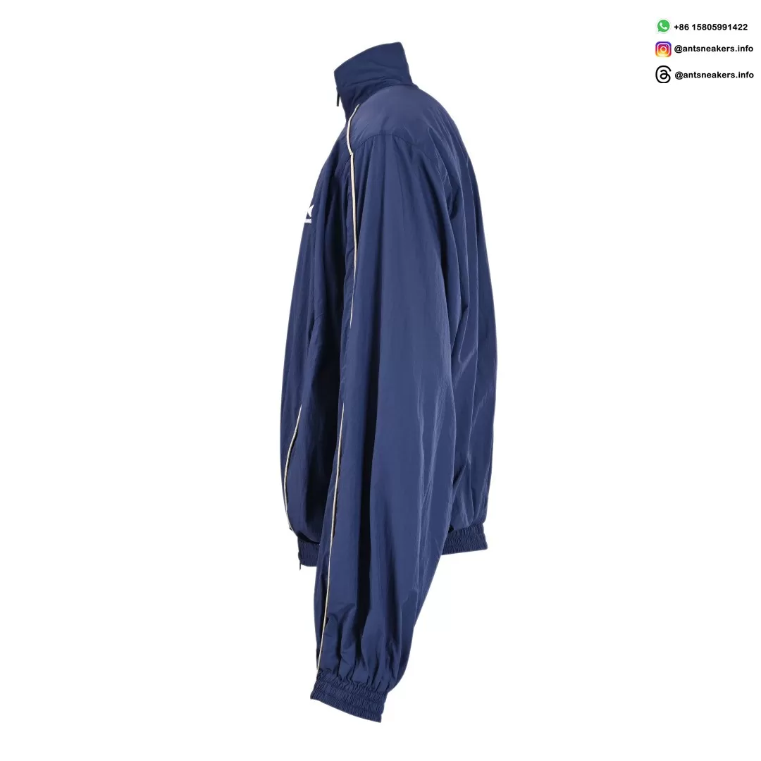 Balenciaga Circular Logo Navy Track Jacket | Designer Athletic Outerwear