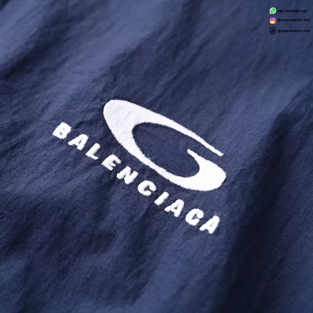 Balenciaga Circular Logo Navy Track Jacket | Designer Athletic Outerwear