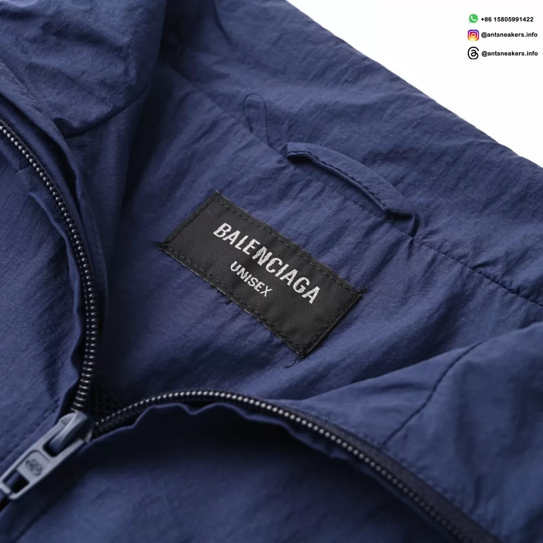 Balenciaga Circular Logo Navy Track Jacket | Designer Athletic Outerwear