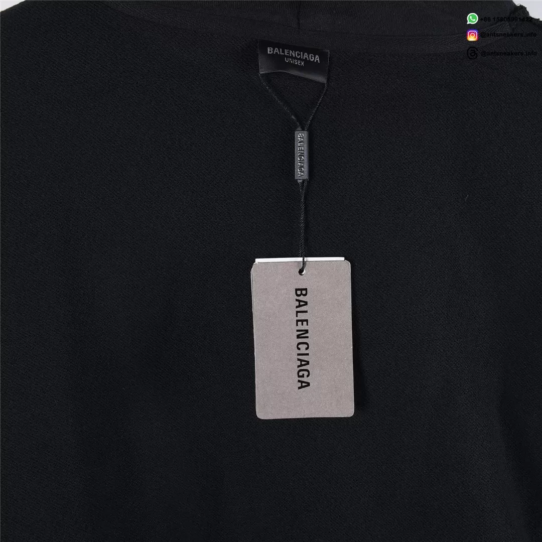 Balenciaga Classic Cracked Logo Hoodie | Black & Yellow Distressed Streetwear Pullover