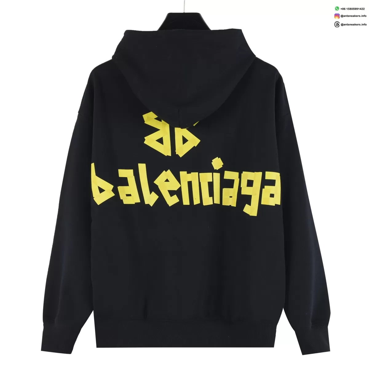 Balenciaga Classic Cracked Logo Hoodie | Black & Yellow Distressed Streetwear Pullover