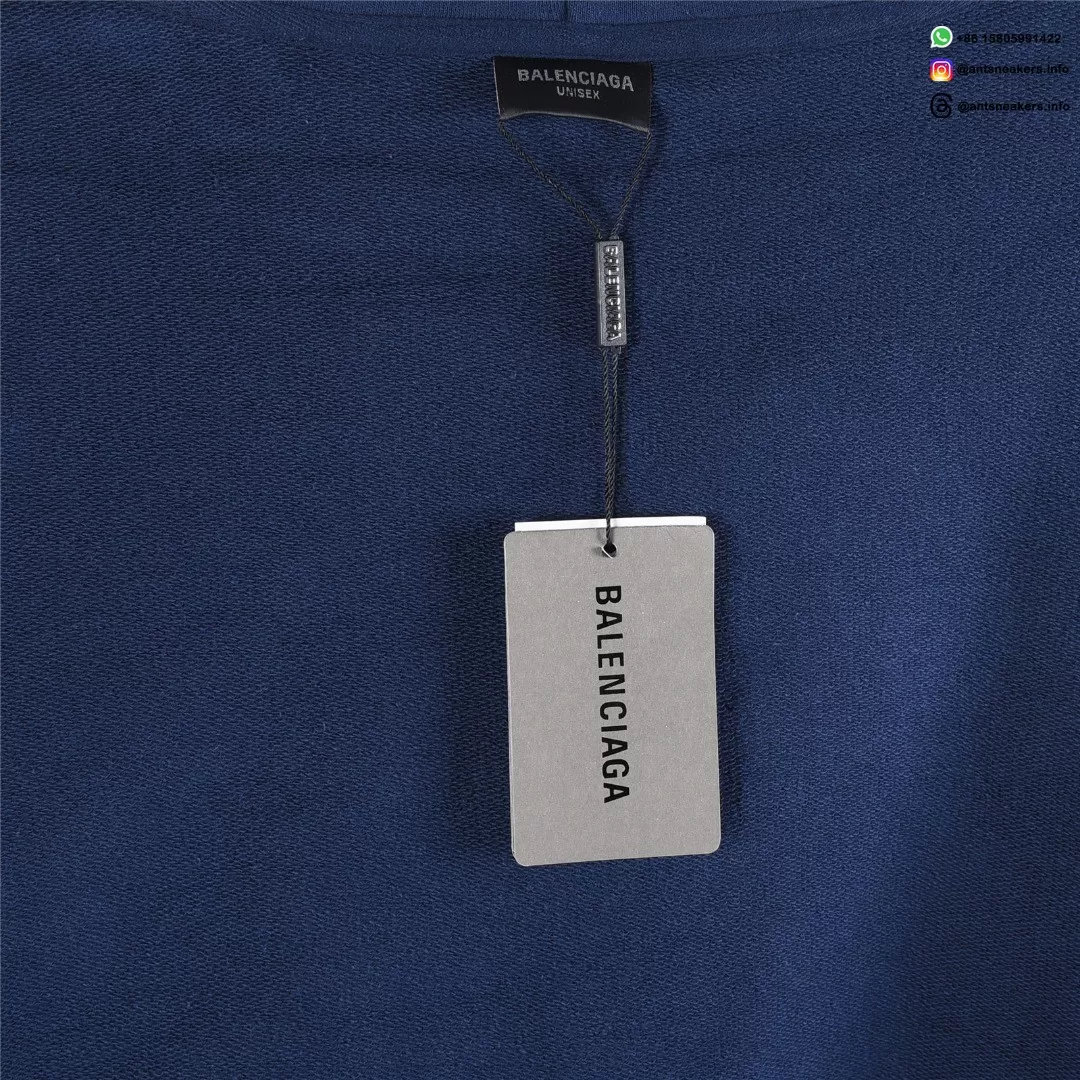 Balenciaga Classic Cracked Print Hoodie | Blue & Yellow Distressed Logo Pullover