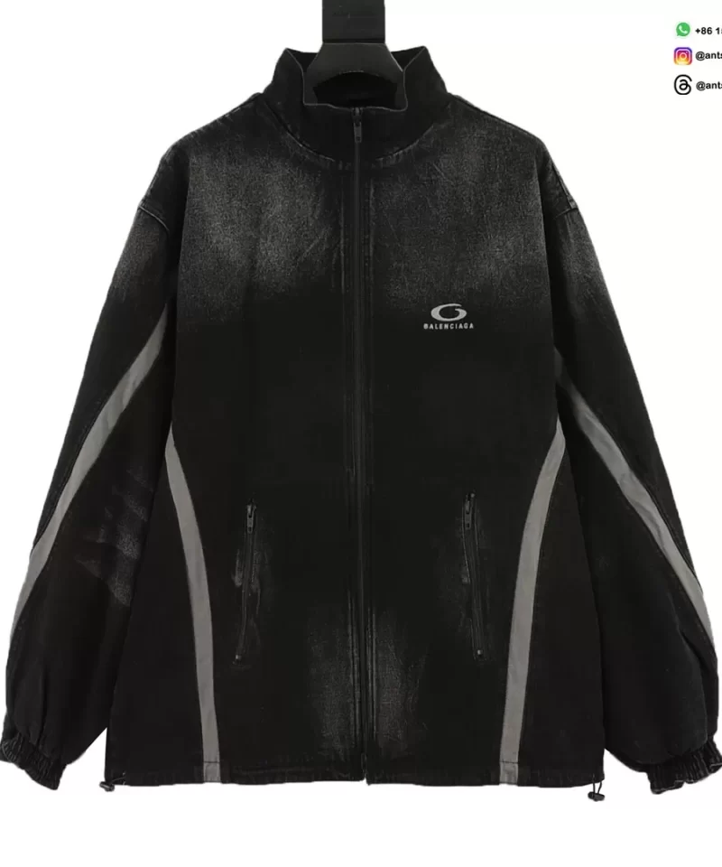 Balenciaga Dual-Sided Spliced Denim Windbreaker Jacket | Luxury Streetwear 2025