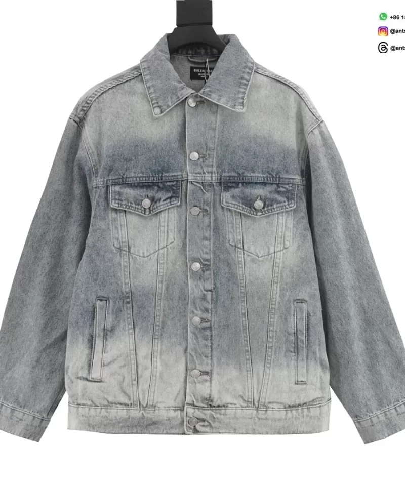 Balenciaga Spray-Paint Logo Washed Denim Jacket - 25FW Streetwear Collection