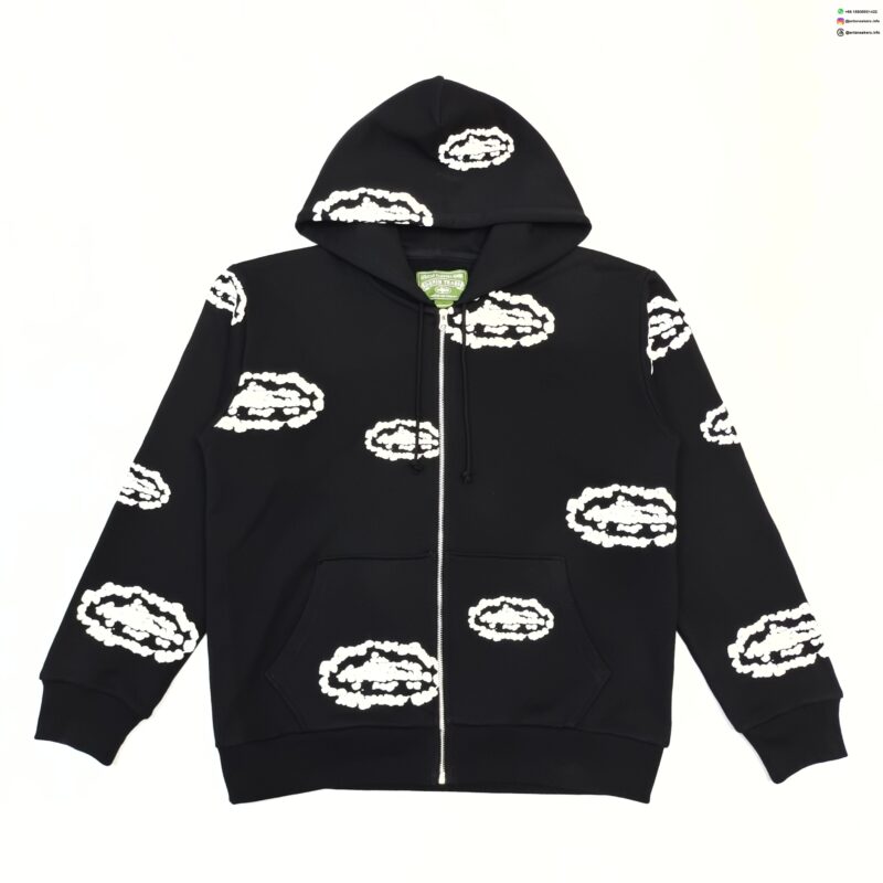 Denim Tears Black Cloud Print Zip Hoodie | 400g Heavy Cotton Fleece | Luxury Streetwear 2025