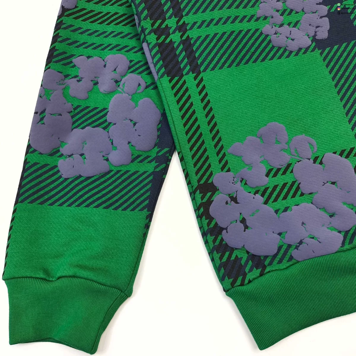 Denim Tears Green Plaid Floral Hoodie | 400g Cotton Zip-Up Sweatshirt | Streetwear 2025 Collection