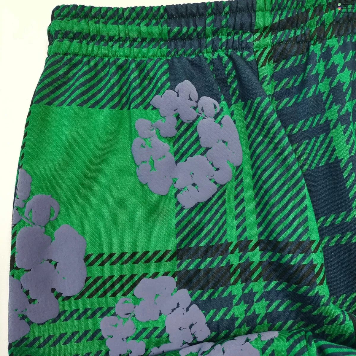 Denim Tears Green Plaid Floral Sweatpants | 400g Cotton Fleece Joggers | Streetwear Luxury Collection