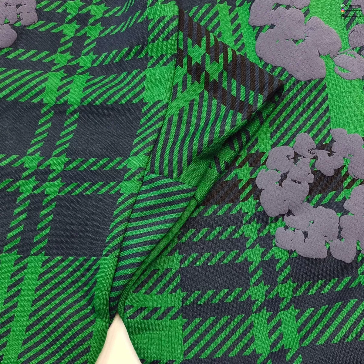 Denim Tears Green Plaid Floral Sweatpants | 400g Cotton Fleece Joggers | Streetwear Luxury Collection