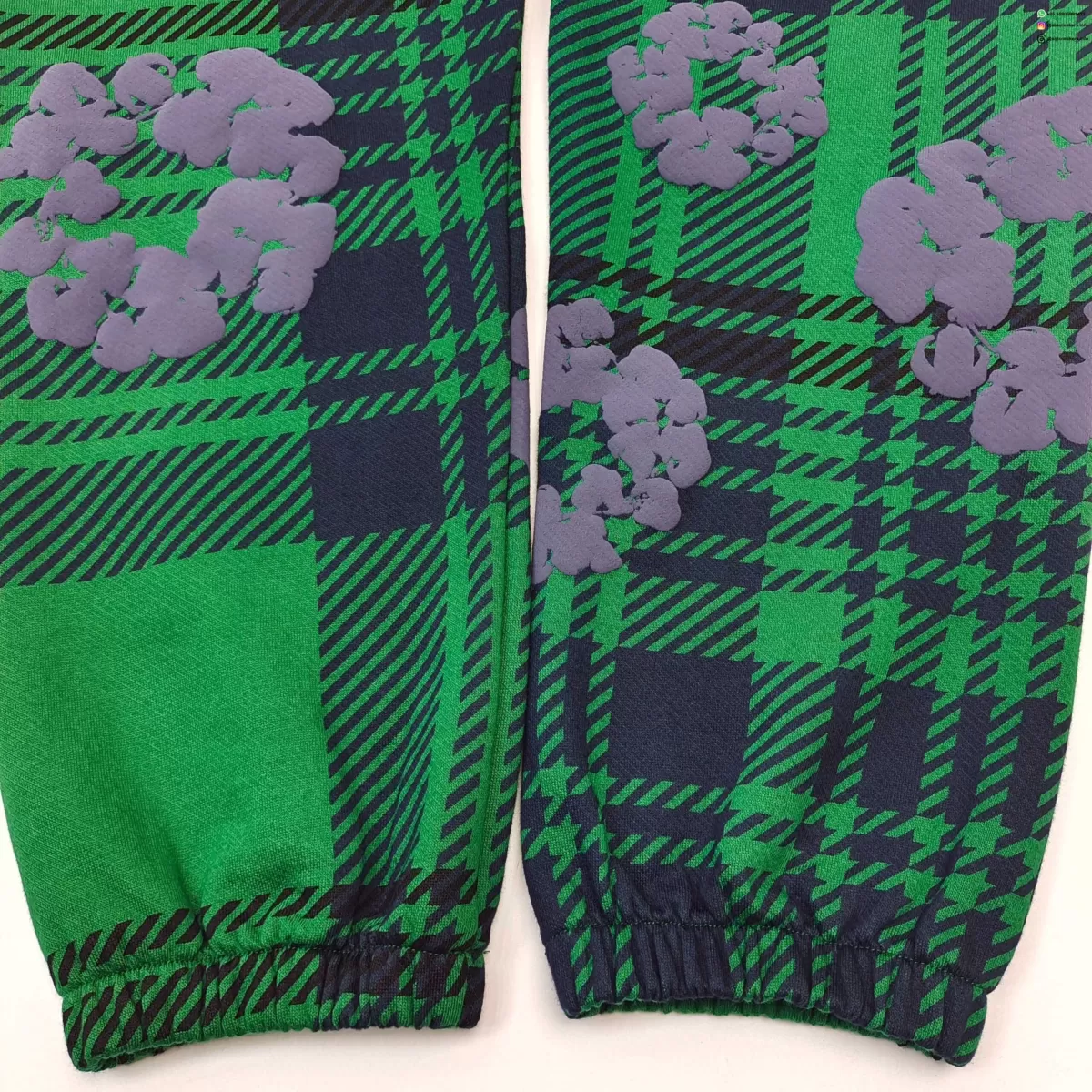 Denim Tears Green Plaid Floral Sweatpants | 400g Cotton Fleece Joggers | Streetwear Luxury Collection