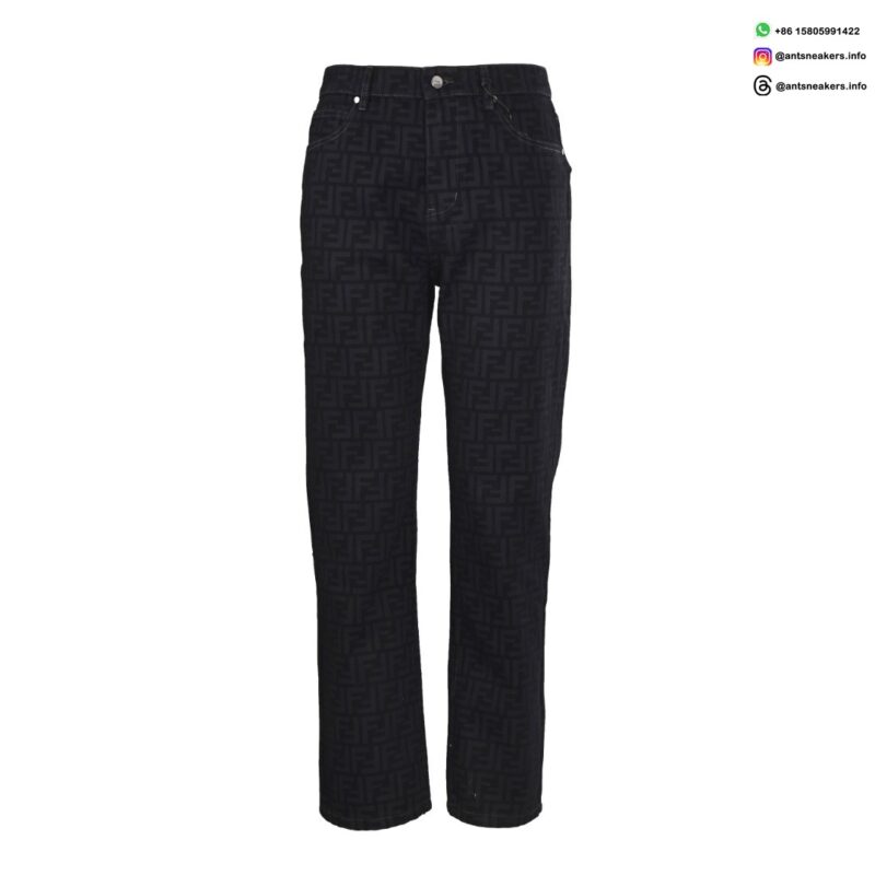 Fendi FF Monogram Denim Pants | Luxury Italian Designer Jeans | Modern Streetwear Style