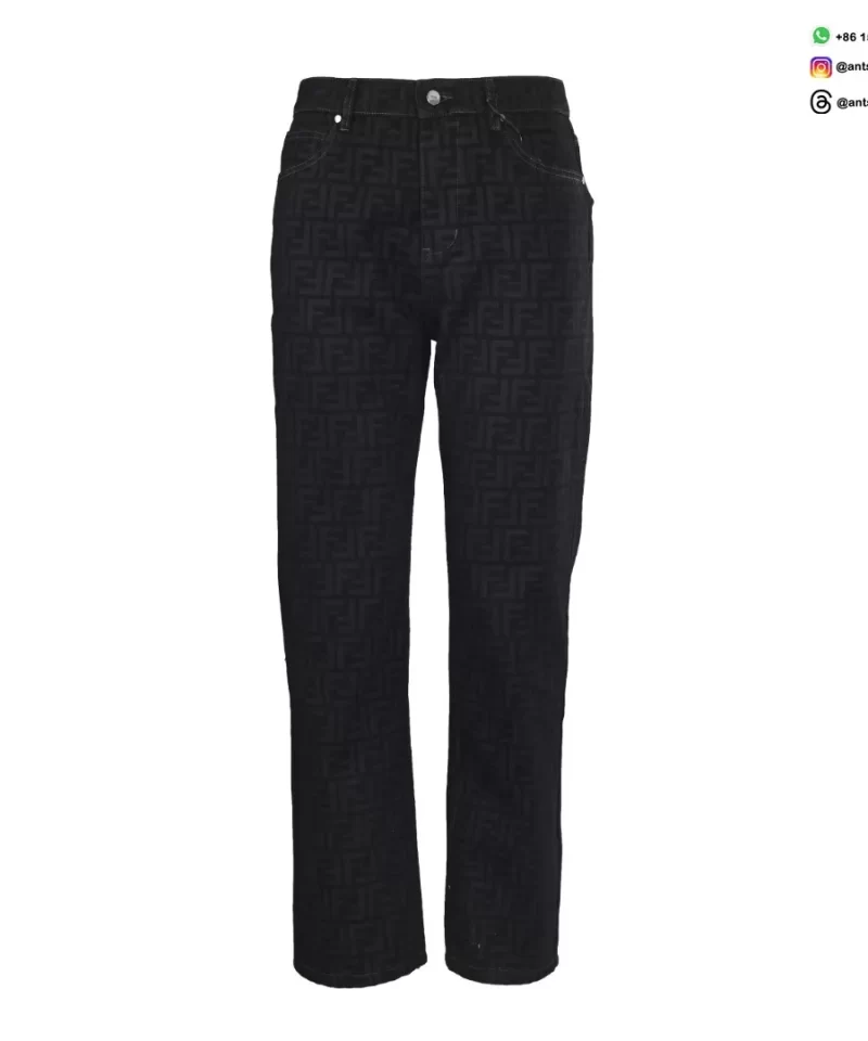 Fendi FF Monogram Denim Pants | Luxury Italian Designer Jeans | Modern Streetwear Style