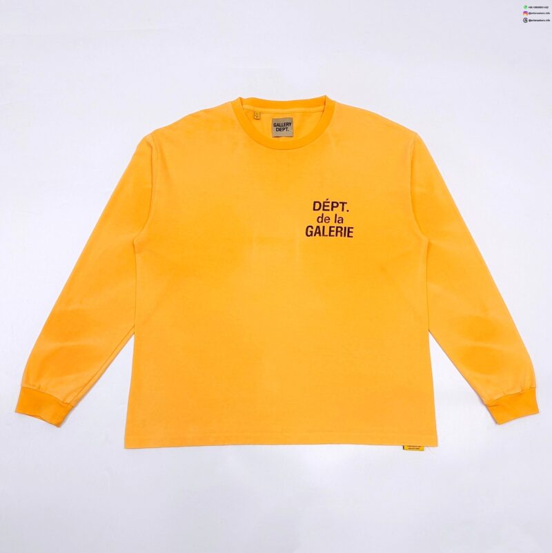 Gallery Dept. Orange Washed Long Sleeve | 230g Heavy Cotton Gradient Top | Vintage Streetwear