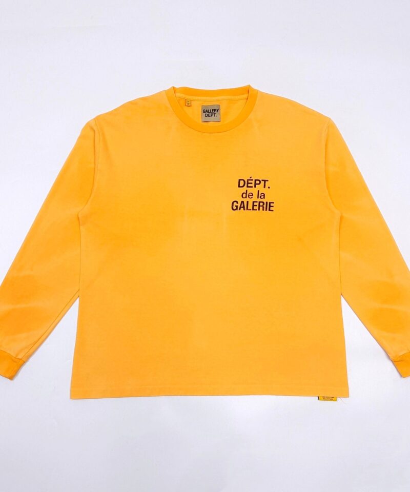 Gallery Dept. Orange Washed Long Sleeve | 230g Heavy Cotton Gradient Top | Vintage Streetwear