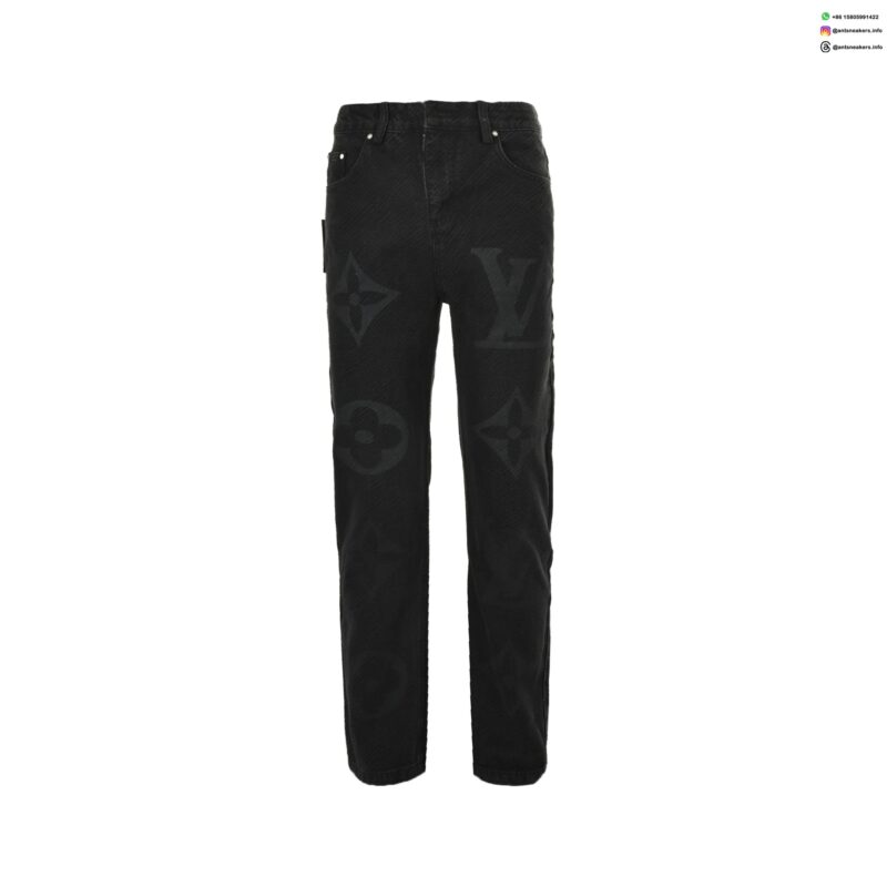 Louis Vuitton Monogram Pattern Denim Pants | Luxury Casual Jeans with Embossed LV Design