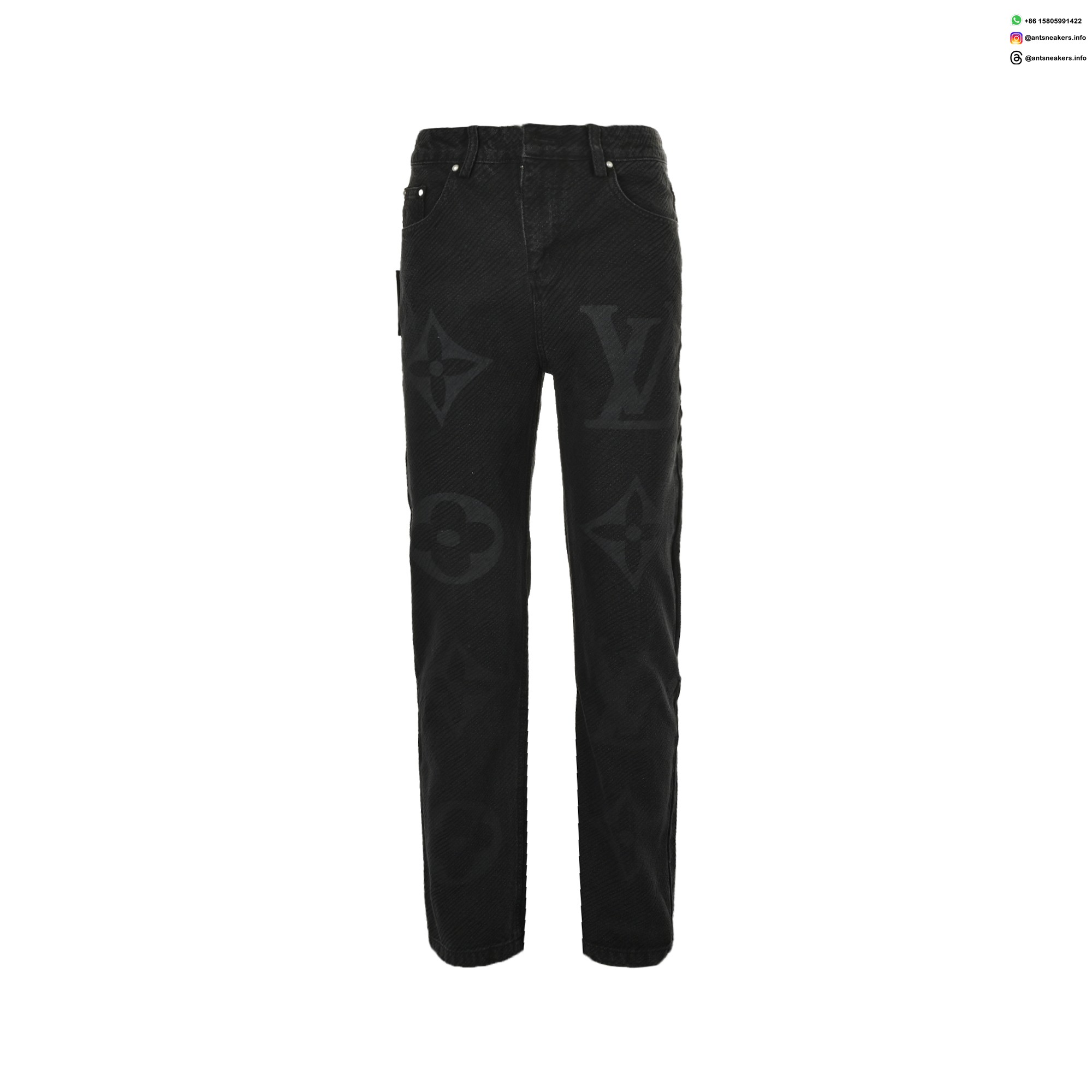 Louis Vuitton Monogram Pattern Denim Pants | Luxury Casual Jeans with Embossed LV Design