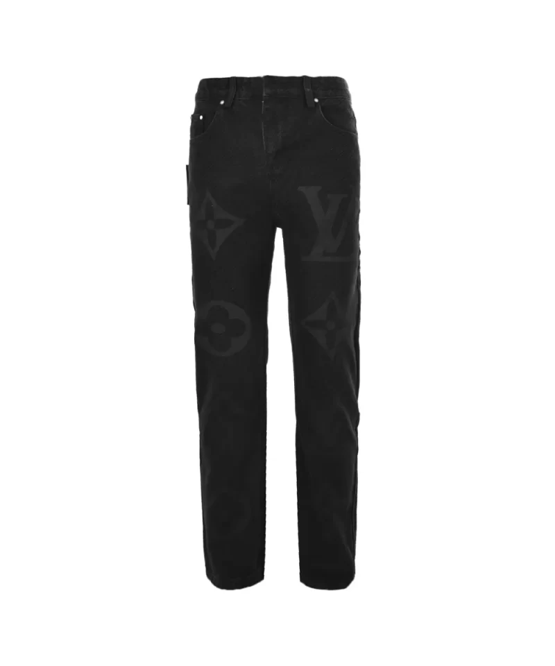 Louis Vuitton Monogram Pattern Denim Pants | Luxury Casual Jeans with Embossed LV Design