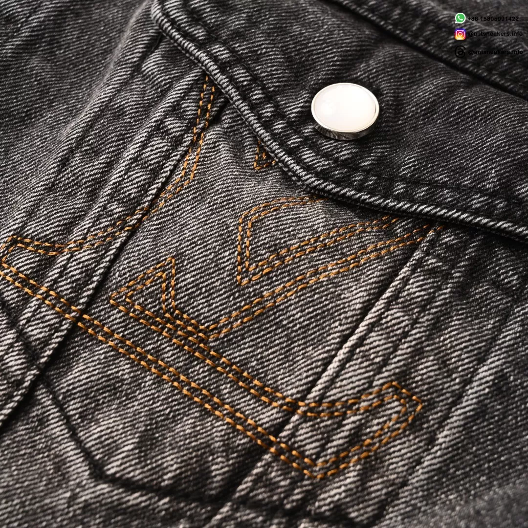 Louis Vuitton Sand-Washed Embroidered Denim Jacket | Classic Black Vintage Style