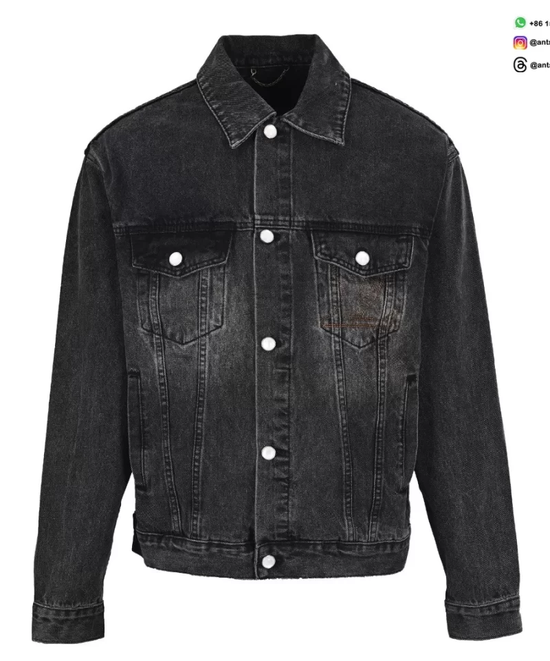 Louis Vuitton Sand-Washed Embroidered Denim Jacket | Classic Black Vintage Style
