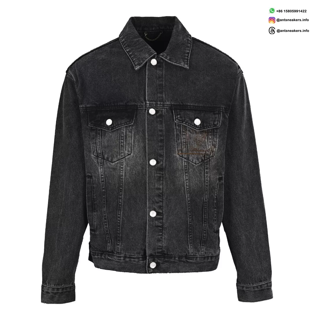 Louis Vuitton Sand-Washed Embroidered Denim Jacket | Classic Black Vintage Style