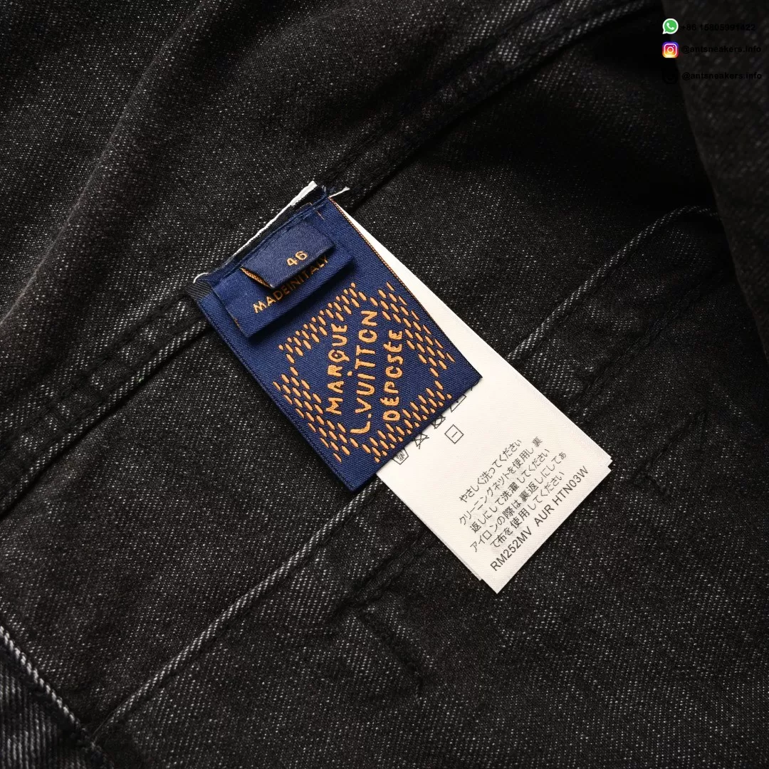 Louis Vuitton Sand-Washed Embroidered Denim Jacket | Classic Black Vintage Style