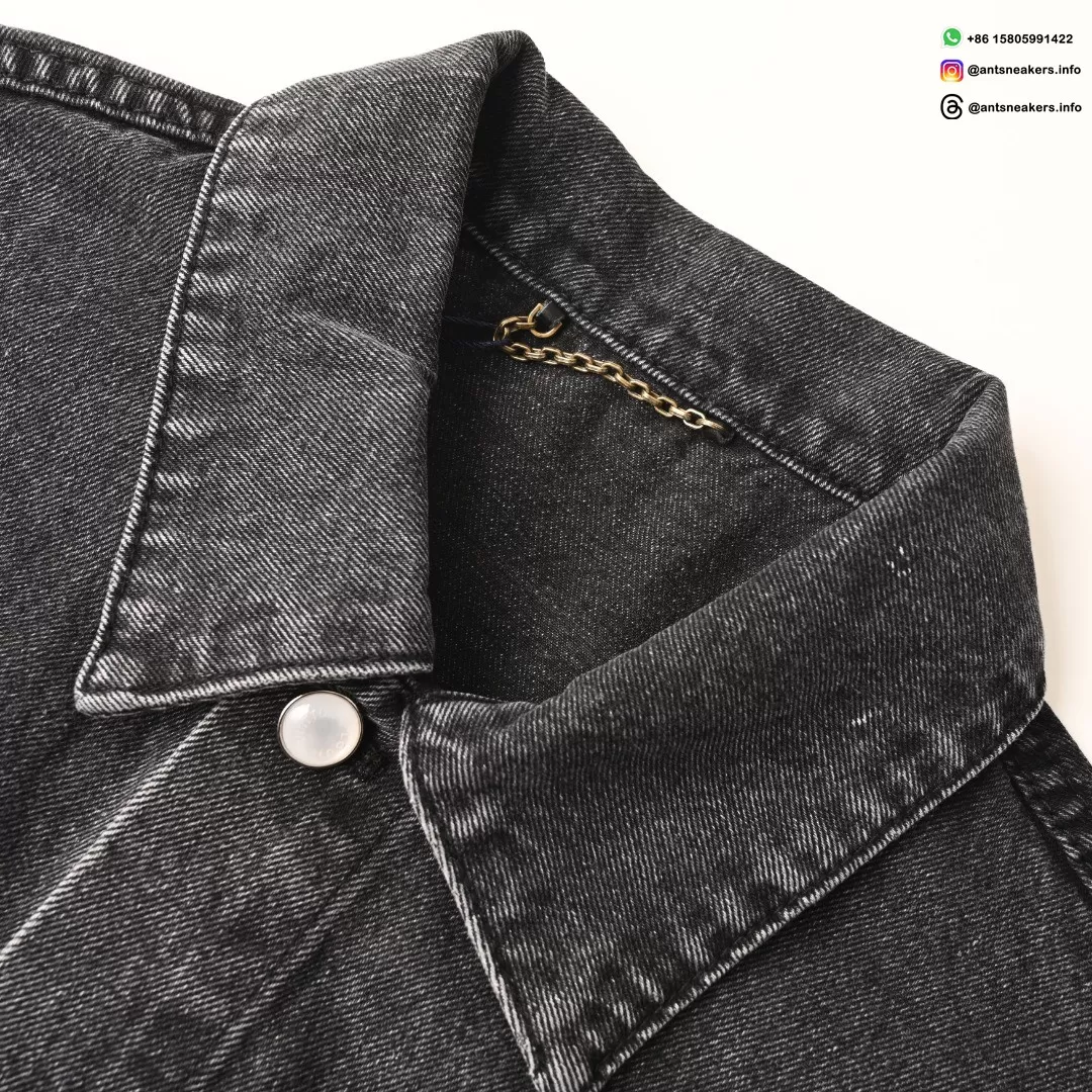 Louis Vuitton Sand-Washed Embroidered Denim Jacket | Classic Black Vintage Style