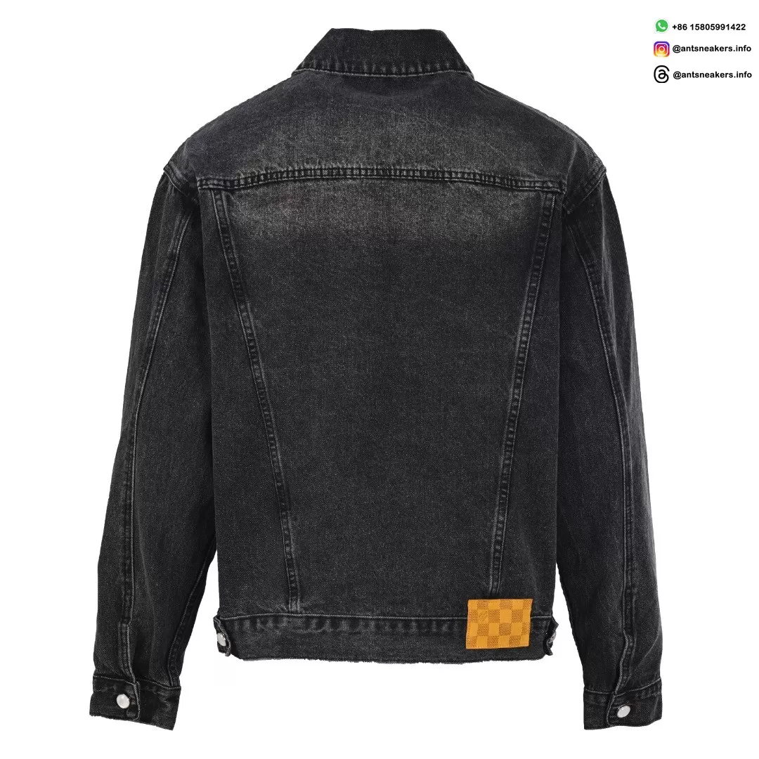 Louis Vuitton Sand-Washed Embroidered Denim Jacket | Classic Black Vintage Style