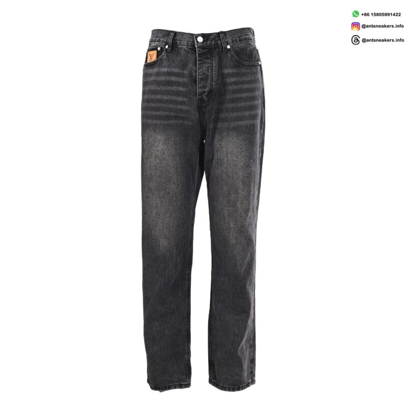 Louis Vuitton Sand-Washed Embroidered Denim Jeans | Premium Vintage Straight Fit
