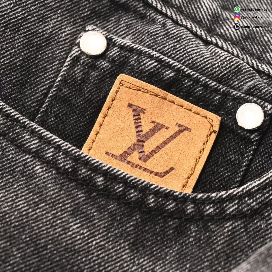 Louis Vuitton Sand-Washed Embroidered Denim Jeans | Premium Vintage Straight Fit