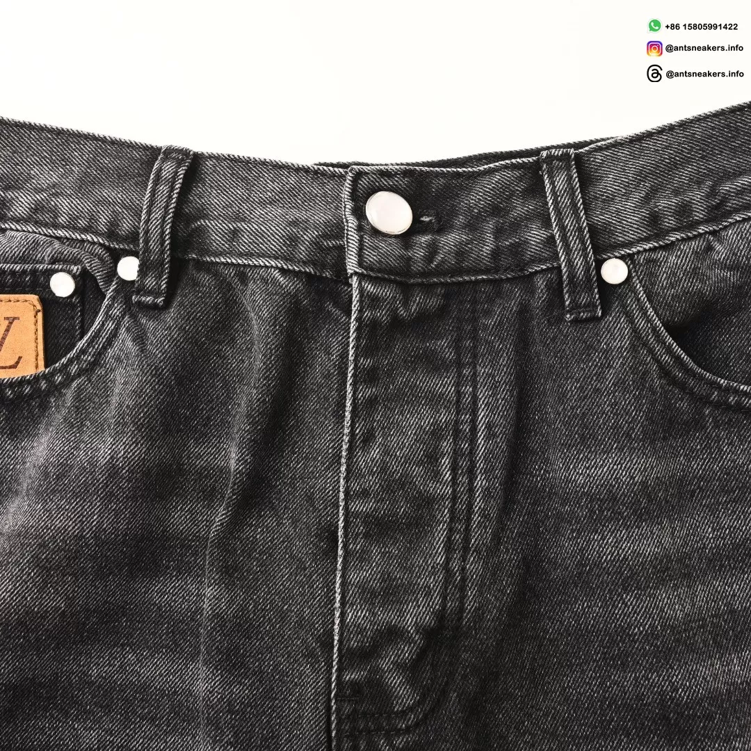 Louis Vuitton Sand-Washed Embroidered Denim Jeans | Premium Vintage Straight Fit