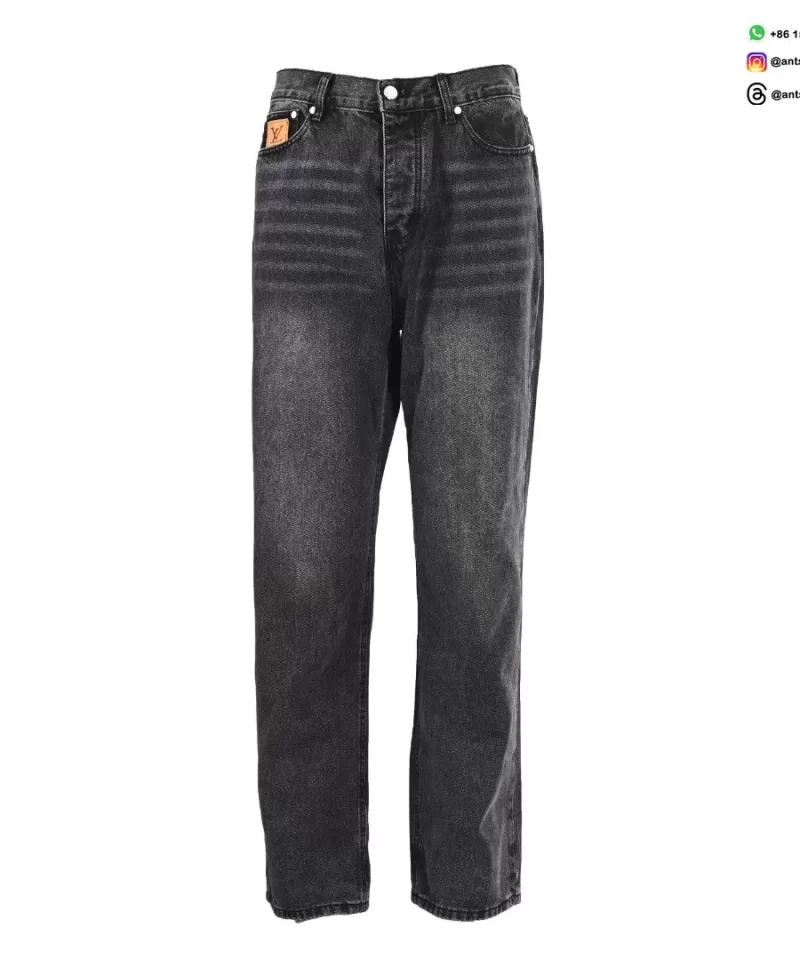 Louis Vuitton Sand-Washed Embroidered Denim Jeans | Premium Vintage Straight Fit