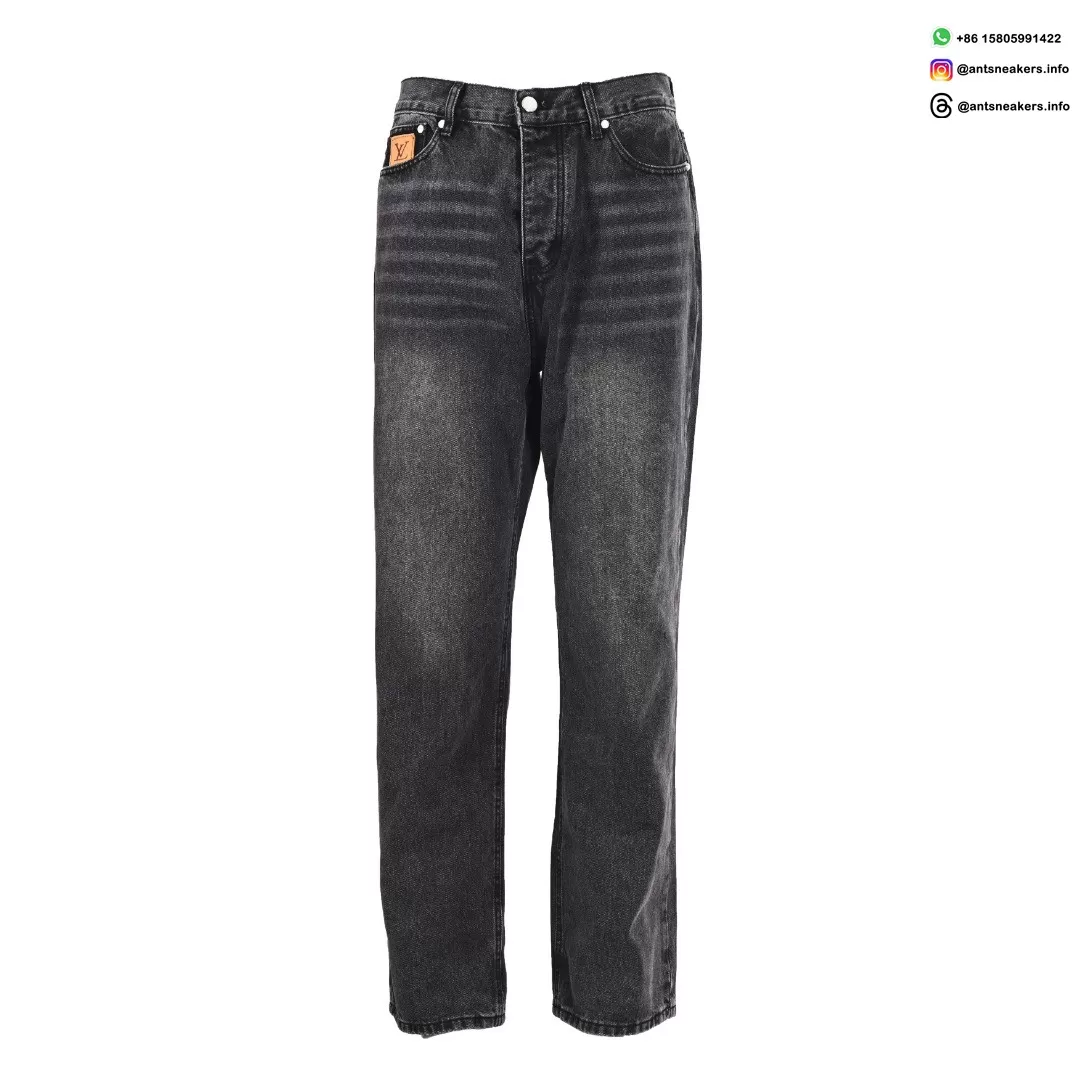 Louis Vuitton Sand-Washed Embroidered Denim Jeans | Premium Vintage Straight Fit