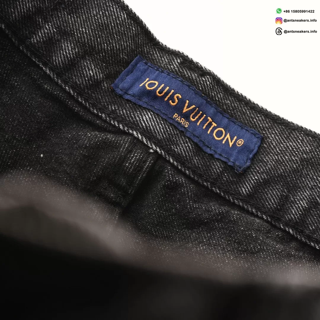 Louis Vuitton Sand-Washed Embroidered Denim Jeans | Premium Vintage Straight Fit