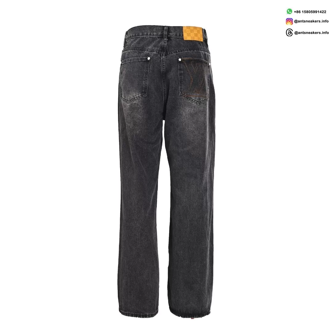 Louis Vuitton Sand-Washed Embroidered Denim Jeans | Premium Vintage Straight Fit