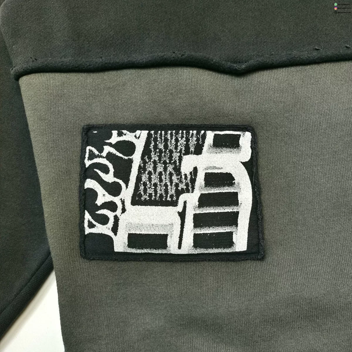 Sp5der Black and Gray Patchwork Crewneck Sweatshirt | 420g Heavy Cotton Fleece | Streetwear Essentials 2025